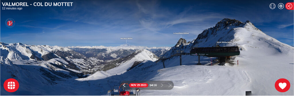 Veel sneeuw op de Valmorel webcam